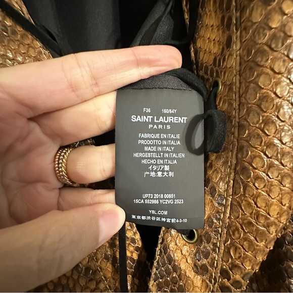 Saint Laurent Paris Python Leather Belted Playsuit size FR 36 Long Sleeve Shorts - Picture 2 of 16